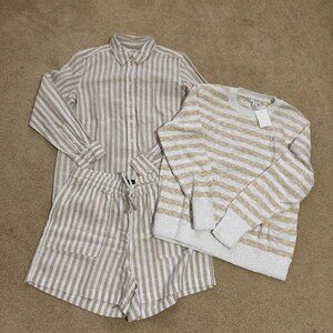 [NEW] JCrew Matching Shirt and Shorts Set Beige Small